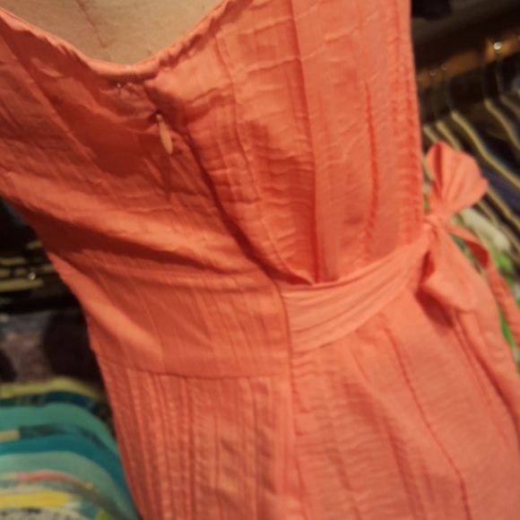 MYSTIQUE AURA PETITE ♡ Gorgeous Coral V Neck Embroidered Beaded Babydoll Top PS - Picture 11 of 14